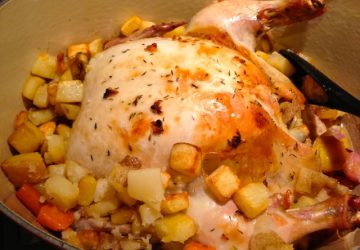 Roast Chicken with Potatoes and Rainbow Carrots