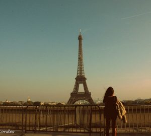 Girl at the Eifel Tower (photo by Yvonne Condes)
