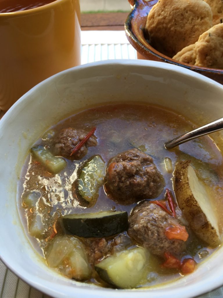 I just love my mom's recipe for albondigas soup - it's easy and not spicy so kids love it. #soup #albondigas #meatballs #soup #easysoup #easyrecipe 